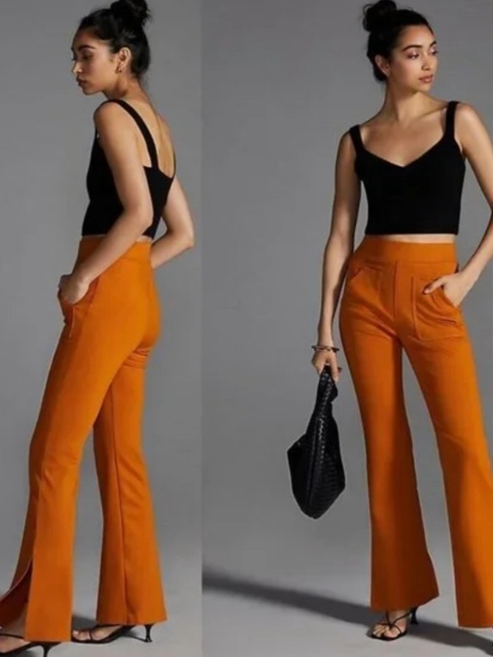 Anthropologie Pants - Anthropologie Maeve Eve Knit Flare Leg Pull-On Pants In Cedar Size XS